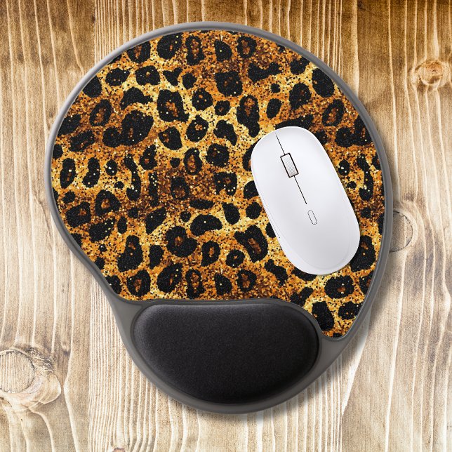 Luxury Glitter Gold Brown Rust Leopard Pattern Gel Mouse Pad (Creator Uploaded)