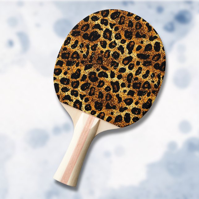 Luxury Glitter Gold Brown Rust Leopard Pattern Ping Pong Paddle (Creator Uploaded)