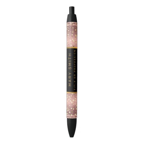 Luxury Glitter Gold Pink Stars Blue Ink Pen