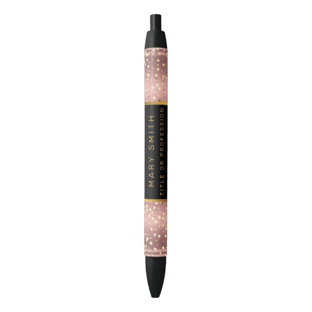 Luxury Glitter Gold Pink Stars Pen (Front Vertical)