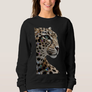 Luxury Glitter Jewel Leopard Graphic Sweatshirt