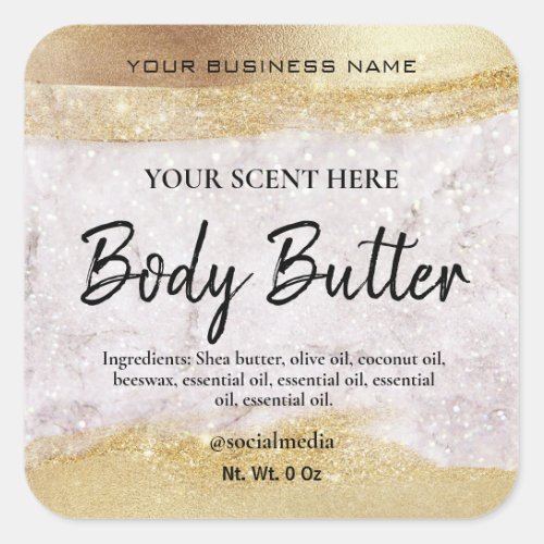 Luxury Glitter Marble Gold Body Butter Labels