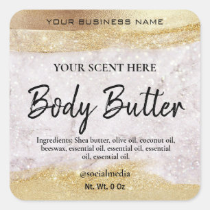 Luxury Glitter Marble Gold Body Butter Labels