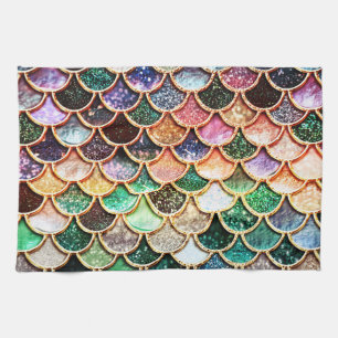 Luxury Glitter Mermaid Scales - Multicolor Kitchen Towel