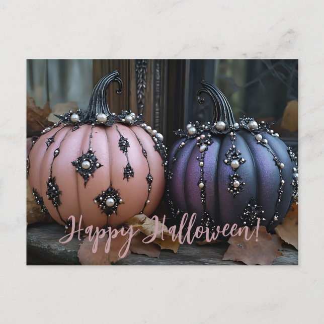 Luxury Glitter Pumpkins Halloween Greeting Card (Front)