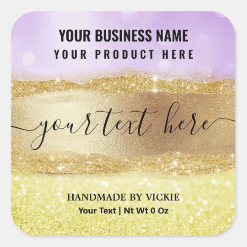 Luxury Glitter Purple And Gold Product Labels