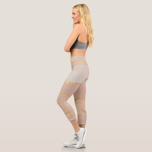 Luxury Glitter Rose Gold Capri Leggings