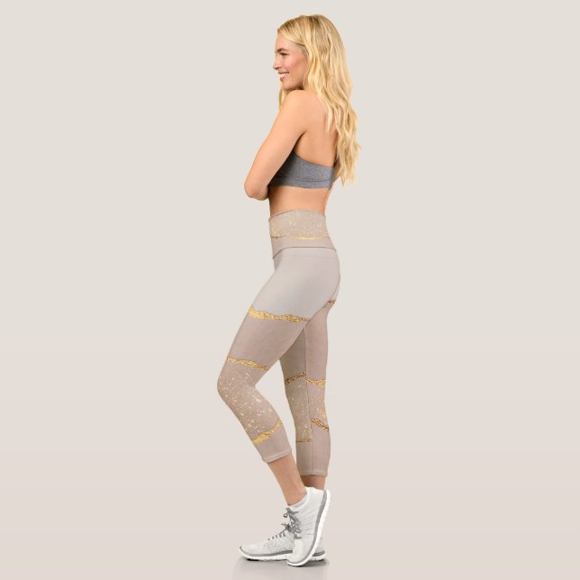 Luxury Glitter Rose Gold Capri Leggings (Left)