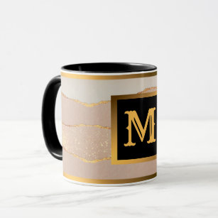 Luxury Glitter Rose Gold Monogrammed Mug
