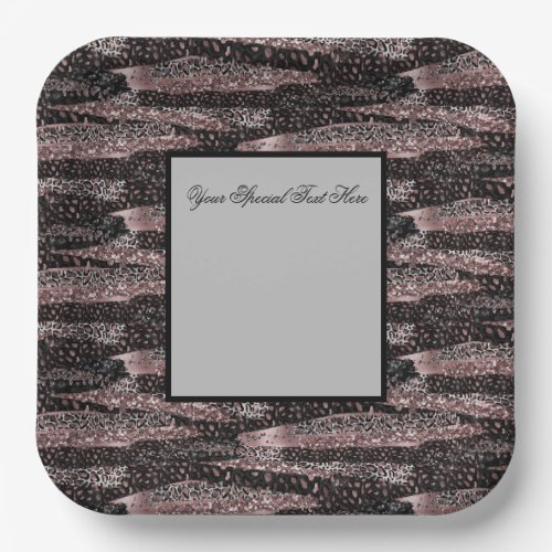 Luxury Glittered Leopard Print Opt 3 Girly Des Paper Plates