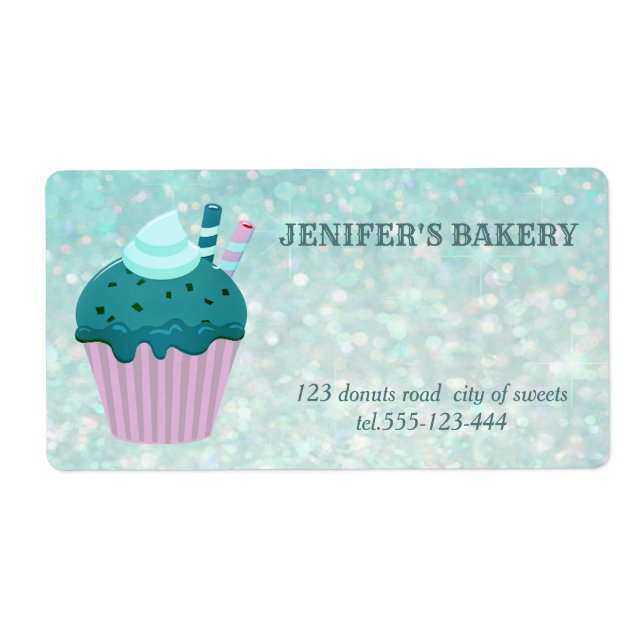 Luxury glittery homemade cupcakes and sweets label (Front)
