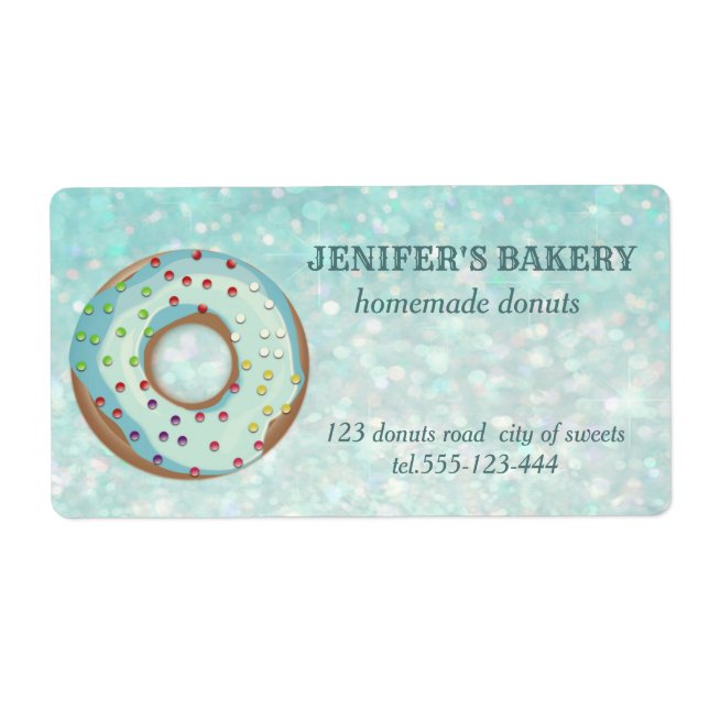 Luxury glittery homemade donuts and sweets label (Front)