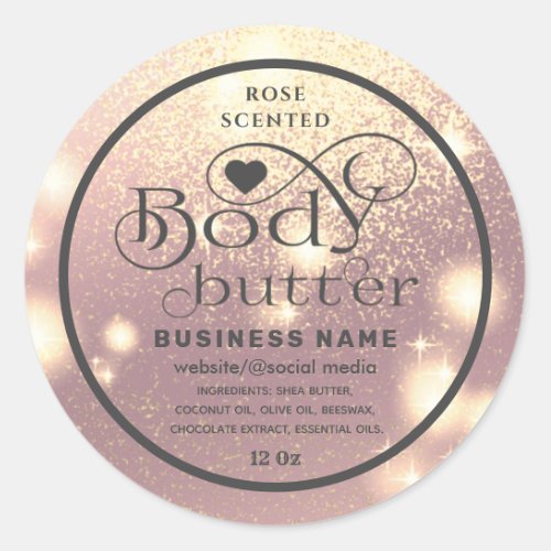 Luxury Glittery script  body butter label