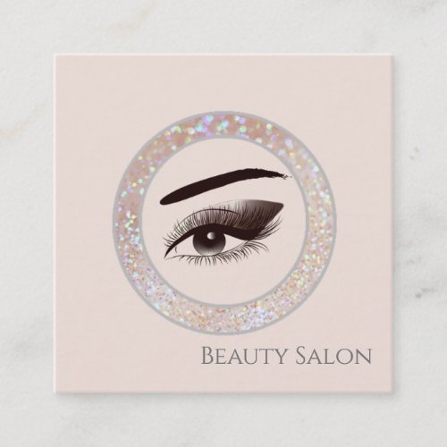 Luxury glittery sparkle circle frame makeup eye square business card