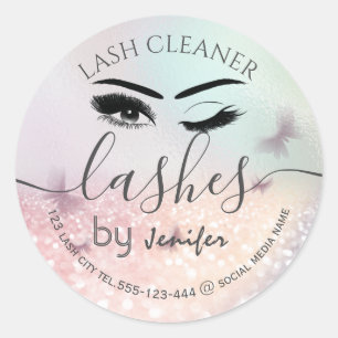 Luxury glittery wink lash extension lash cleaner classic round sticker