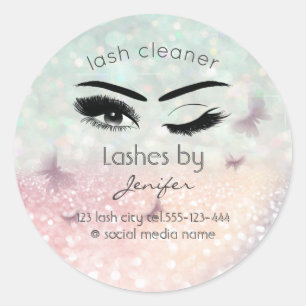 Luxury glittery wink lash extension lash cleaner classic round sticker