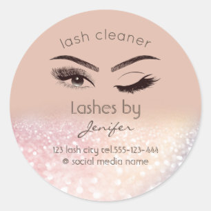Luxury glittery wink lash extension lash cleaner classic round sticker
