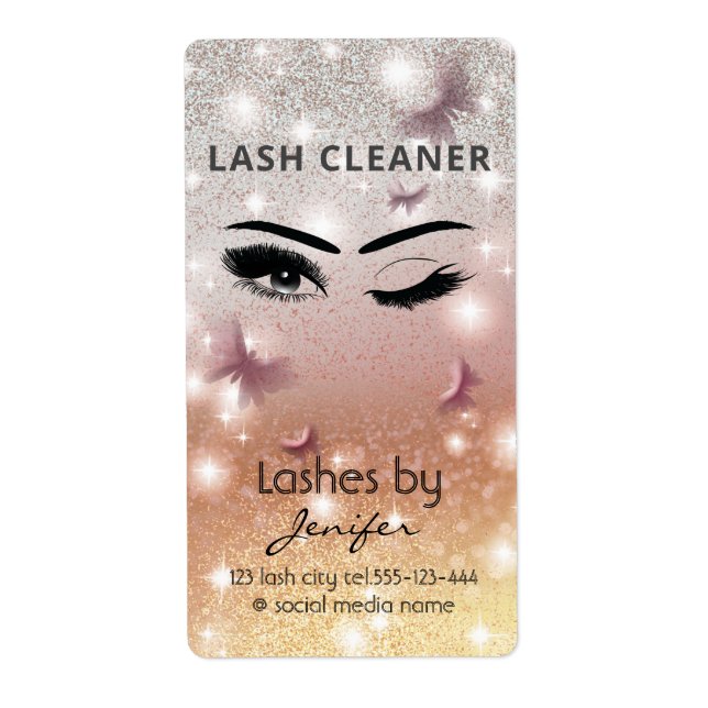 Luxury glittery wink lash extension lash cleaner l label (Front)