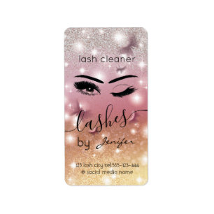 Luxury glittery wink lash extension lash cleaner label