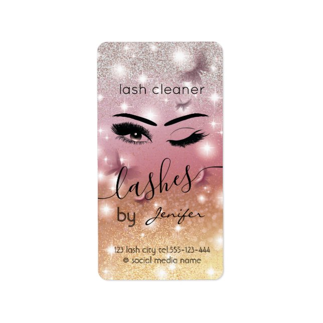 Luxury glittery wink lash extension lash cleaner label (Front)