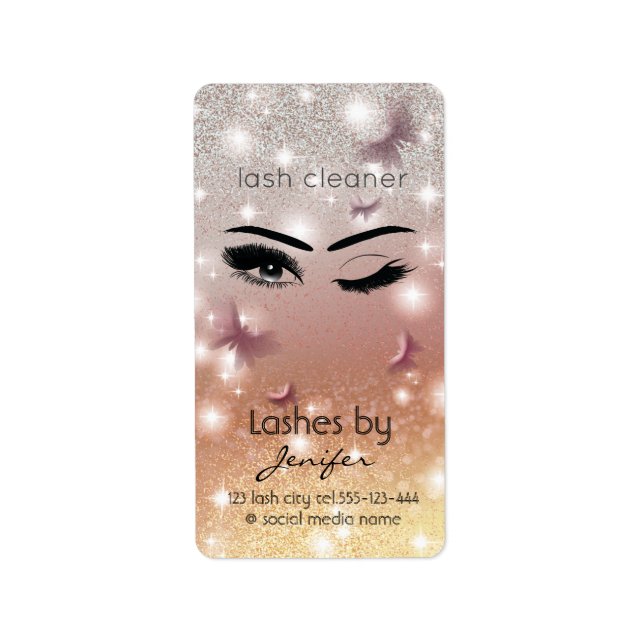 Luxury glittery wink lash extension lash cleaner label (Front)