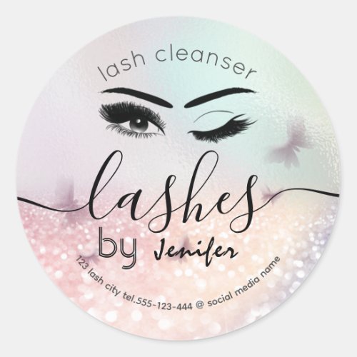 Luxury glittery wink lash extension lash cleasner  classic round sticker