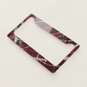 Luxury glossy red marble license plate frame