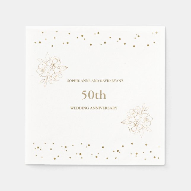 Luxury Gold 50th Wedding Anniversary  Napkins (Front)