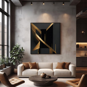 Luxury Gold Abstract Geometric Architecture Poster