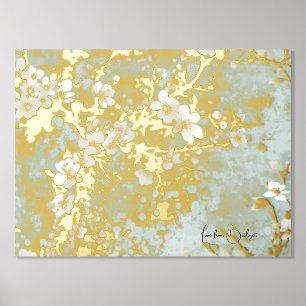 luxury gold abstract modern cherry blossom foil prints