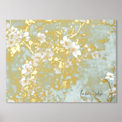 luxury gold abstract modern cherry blossom foil prints