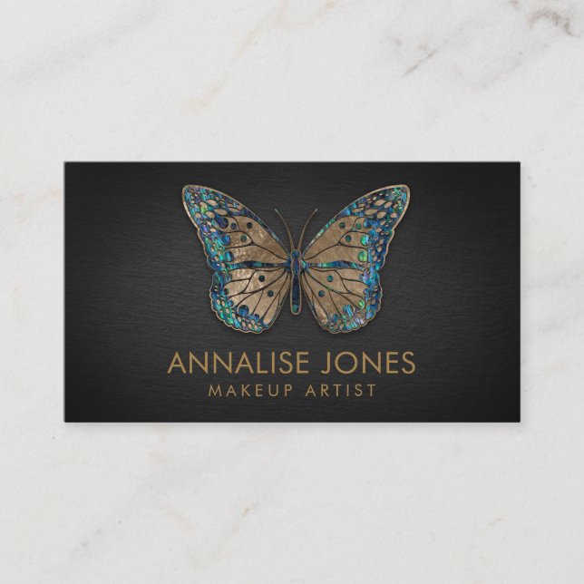 Luxury Gold and Abalone Shell  Butterfly Business Card (Front)