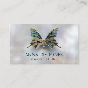 Luxury Gold and Abalone Shell Butterfly on pearl Business Card