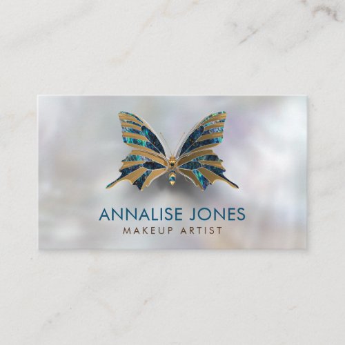 Luxury Gold and Abalone Shell  Butterfly on pearl Business Card