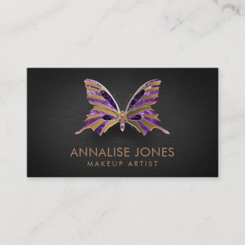Luxury Gold and Amethyst Butterfly Business Card
