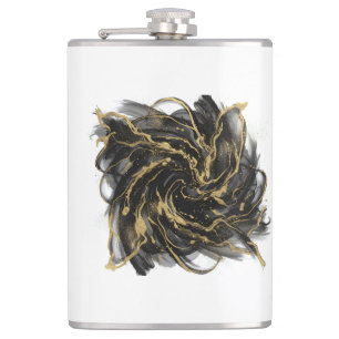Luxury Gold and Black Abstract Marble  Flask