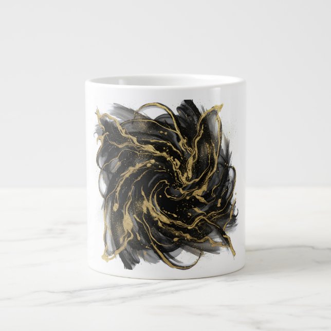 Luxury Gold and Black Abstract Marble  Giant Coffee Mug (Front)