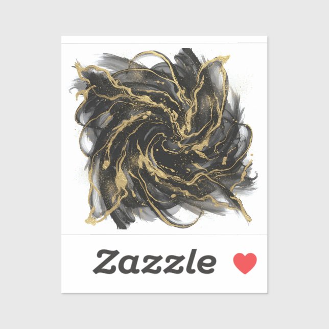 Luxury Gold and Black Abstract Marble  Sticker (Sheet)