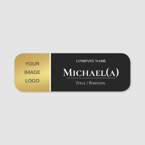 Luxury Gold and Black Company LOGO Modern Elegant Name Tag