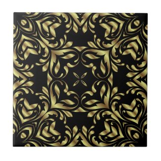 Luxury Gold And Black Elegant Fancy Baroque Border Ceramic Tile