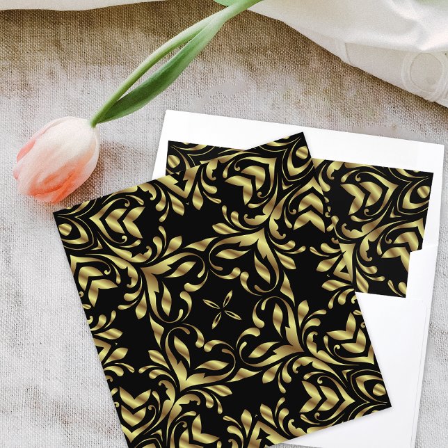 Luxury Gold and Black Elegant Fancy Baroque Border Envelope Liner (Creator Uploaded)