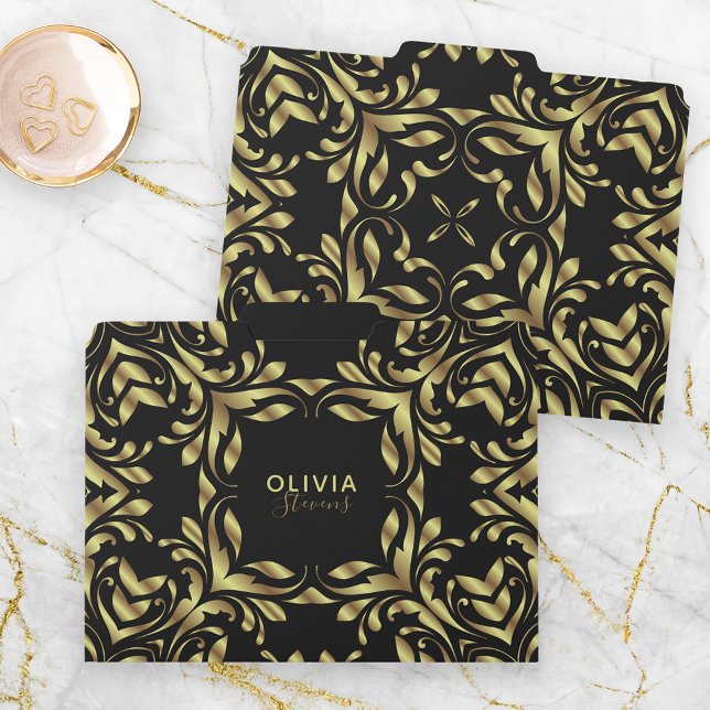 Luxury Gold and Black Elegant Fancy Baroque Border File Folder (Creator Uploaded)