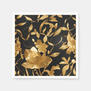 Luxury Gold and Black Floral Napkins