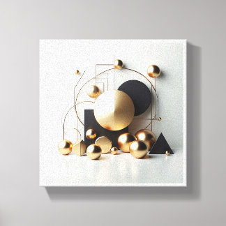 Luxury Gold and Black Geometric Abstract - Modern Canvas Print