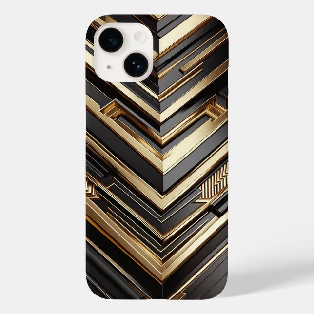 Luxury Gold and Black Geometric Phone Case Modern (Back)