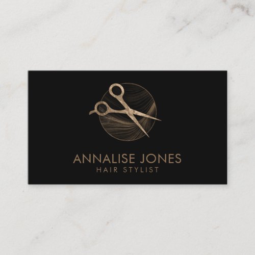 Luxury Gold and Black Hair Stylist Business Card