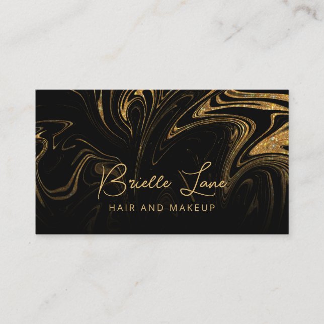 Luxury Gold and Black Marble Business Card (Front)