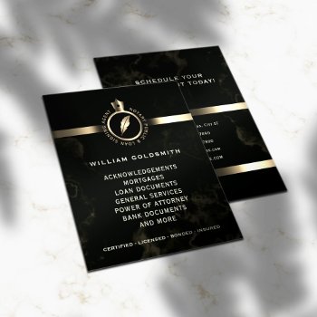 Luxury Gold And Black Marble Notary Flyer by TwoFatCats at Zazzle