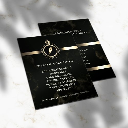 Luxury gold and black marble notary flyer