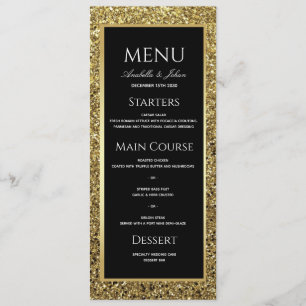 Luxury Gold and Black Wedding Menu